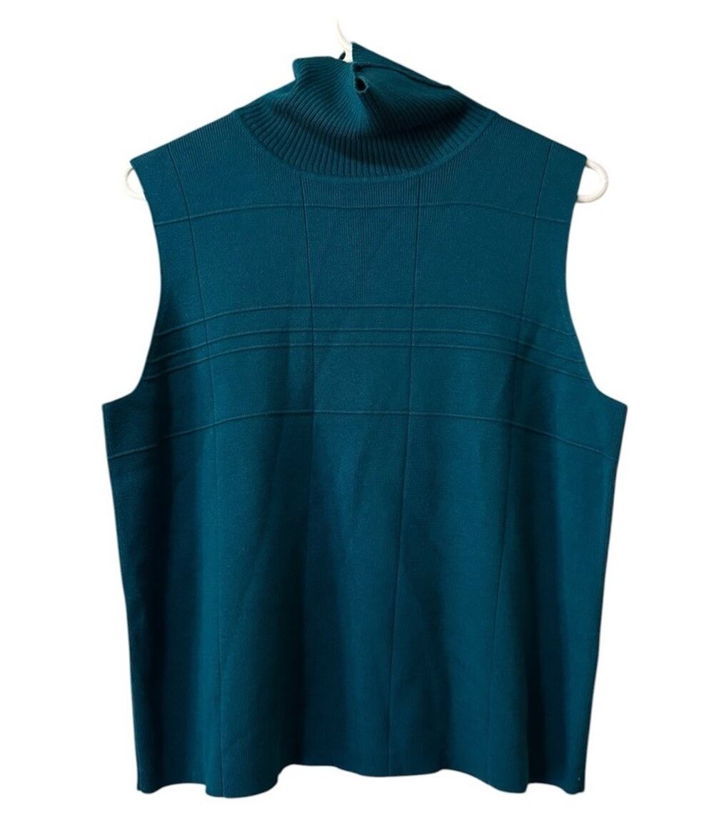 Christopher & Banks Women Size Large Sleeveless Turtleneck Sweater Blue Chic NWT